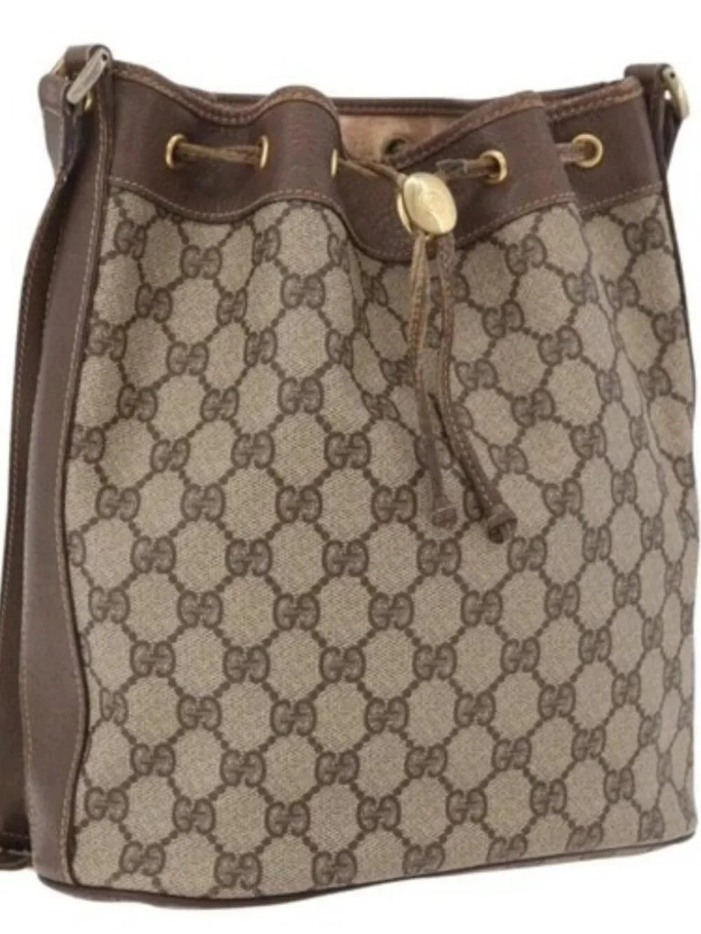 GUCCI GG Supreme Purse Shoulder Bag PVC Beige Gold 001 115 6179 4023 Auth 187851